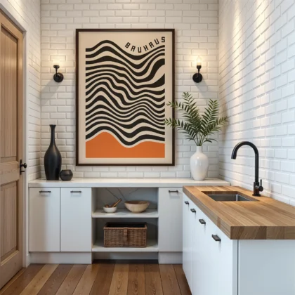 Bauhaus Print – Orange Waves Motion
