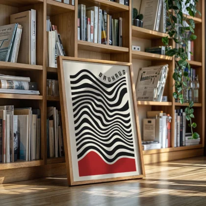 Bauhaus Wandbild – Wellenmuster Rot
