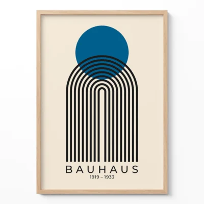 Contemporary Abstract Wall Art Blue Sun Arch – Bauhaus Poster