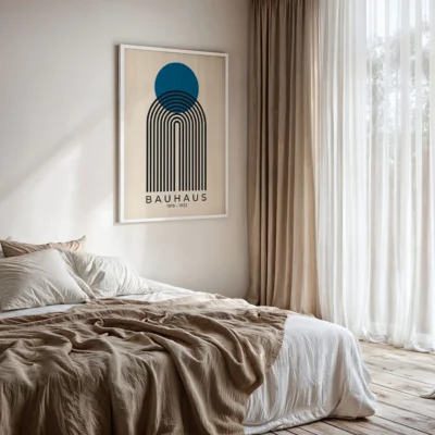 Contemporary Abstract Wall Art Blue Sun Arch – Bauhaus Poster