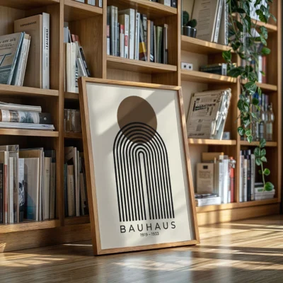 Contemporary Abstract Wall Art Brown Sun Arch – Bauhaus Print