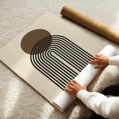 Contemporary Abstract Wall Art Brown Sun Arch – Bauhaus Print