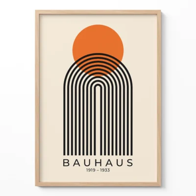 Mid Century Wall Art – Orange Sun Arch Bauhaus Poster