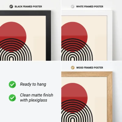 Abstract geometric artwork modern design with red circle and black curves