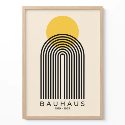 Abstract Geometric Artwork – Bauhaus Poster Yellow Sun Arch