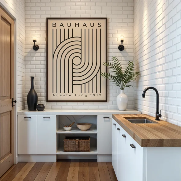 Modernist Geometric Poster – Linear Harmony Bauhaus Print