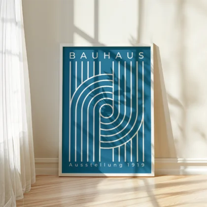 Bauhaus Wandbild – Linienkomposition Blau
