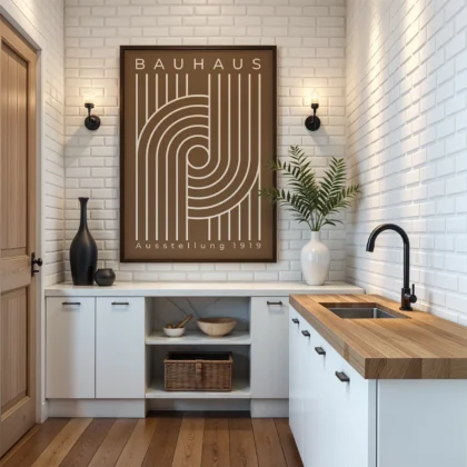 Bauhaus Wandbild – Linienkomposition Braun