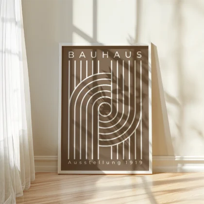Bauhaus Wandbild – Linienkomposition Braun