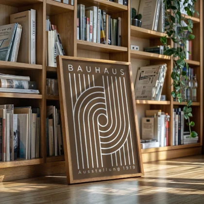 Bauhaus Wandbild – Linienkomposition Braun