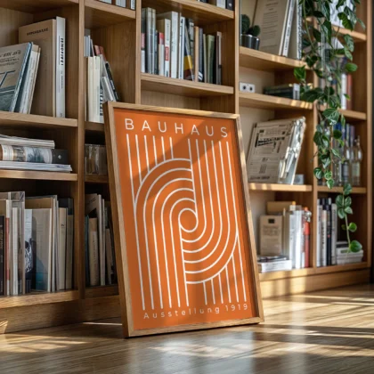 Bauhaus Art Print – Orange Urban Arcs