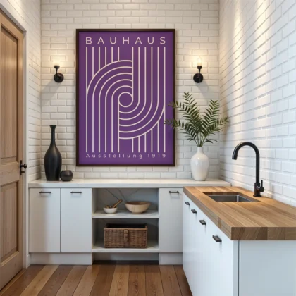 Bauhaus Art Print – Purple Urban Arcs
