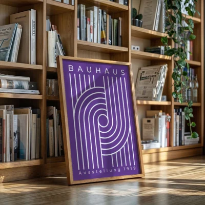 Bauhaus Ausstellung Poster 1919 – Purple Linear Harmony