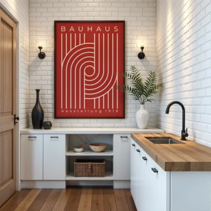 Bauhaus Art Print – Red Urban Arcs