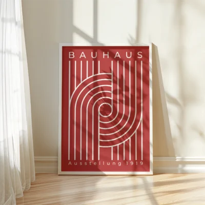 Bauhaus Ausstellung Bauhaus poster bold white curves on red