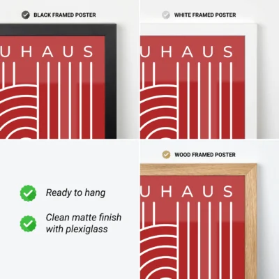 Bauhaus Ausstellung minimalist white spiral stripes on red poster
