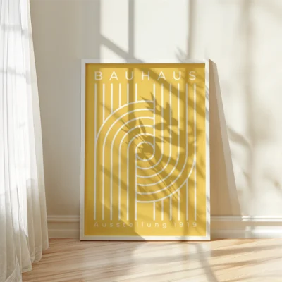 Bauhaus Ausstellung Bauhaus poster simple white curves on yellow
