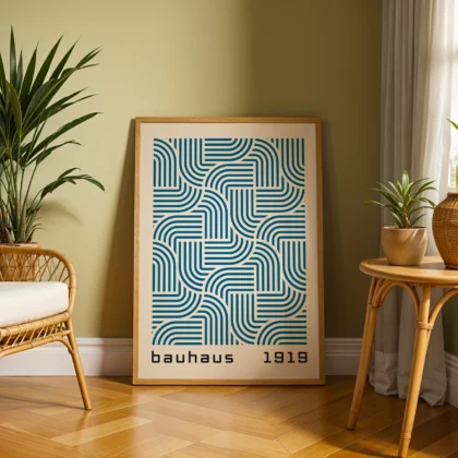 Bauhaus Art Print – Blue Hypnotic Pattern