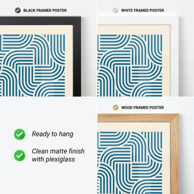 Modern wall art simple blue stripes weaving design on cream poster
