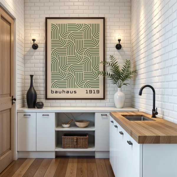 Abstract Minimalist Wall Art – Green Bauhaus Poster