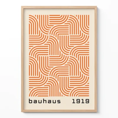 Abstract Minimalist Wall Art – Orange Bauhaus Poster