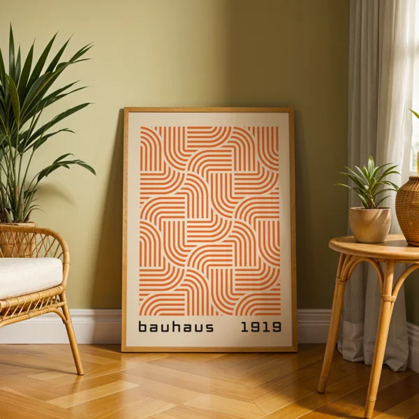 Abstract Minimalist Wall Art – Orange Bauhaus Poster