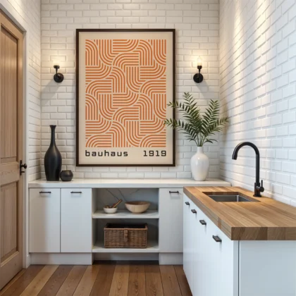 Bauhaus Art Print – Orange Hypnotic Pattern