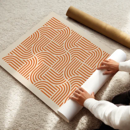 Bauhaus Art Print – Orange Hypnotic Pattern