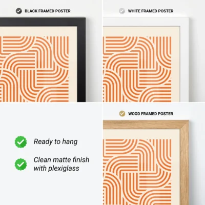 Abstract minimalist wall art playful orange lines weaving design on cream