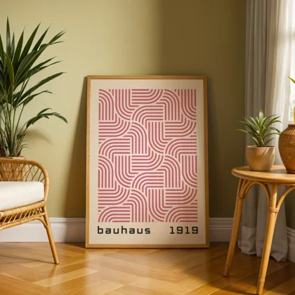 Bauhaus Art Print – Pink Hypnotic Pattern