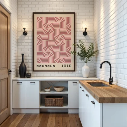 Bauhaus Art Print – Pink Hypnotic Pattern