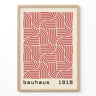Mid Century Modern Wall Decor – Red Bauhaus Poster