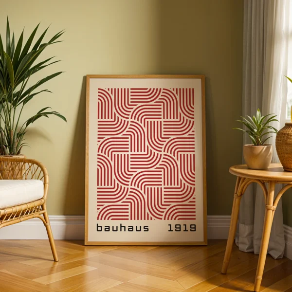 Mid Century Modern Wall Decor – Red Bauhaus Poster