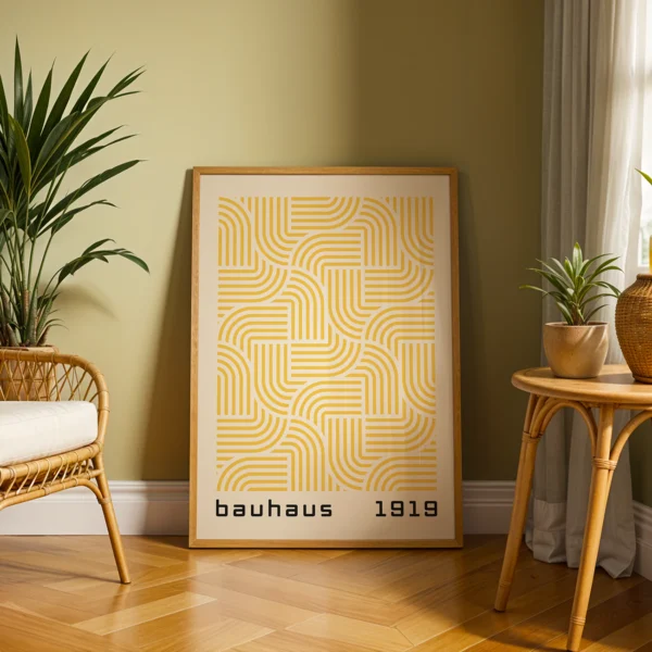 Mid Century Modern Wall Decor – Yellow Bauhaus Poster