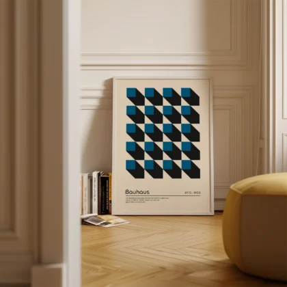 Bauhaus Wandbild – Blaue Quadrate