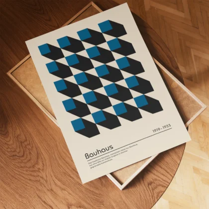 Bauhaus Wandbild – Blaue Quadrate