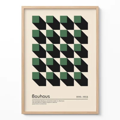 Geometric Abstract Wall Art – Green Bauhaus Poster