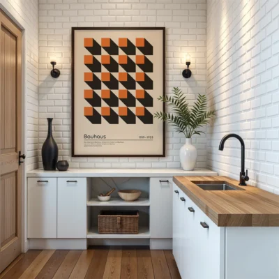 Bauhaus poster geometric abstract wall art for trendy office or home decor