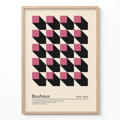 Geometric Abstract Wall Art – Pink Bauhaus Poster