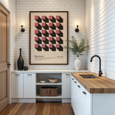 Bauhaus poster geometric abstract wall art for creative office or living room