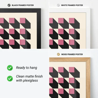 Bauhaus Wandbild – Rosa Quadrate
