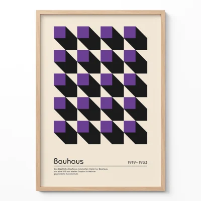Abstract Living Room Wall Art – Purple Bauhaus Poster