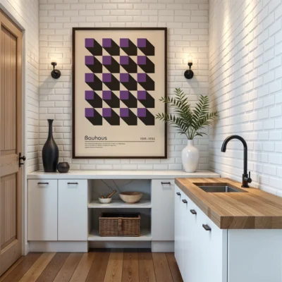 Bauhaus poster abstract living room wall art for creative modern spaces