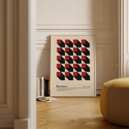 Bauhaus Wandbild – Rote Quadrate