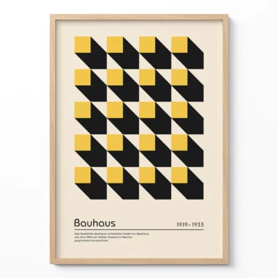 Abstract Living Room Wall Art – Yellow Bauhaus Poster