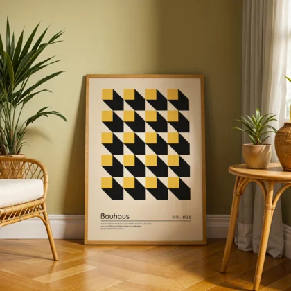 Bauhaus Wandbild – Gelbe Quadrate