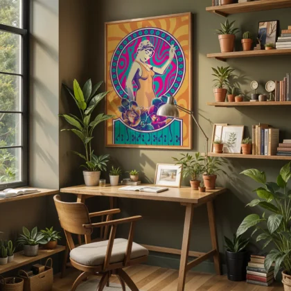 Elegant Woman Wall Art – Floral Harmony