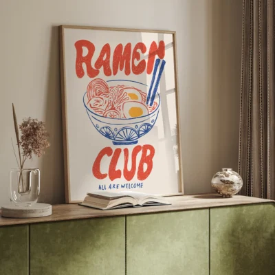 Poster with a bowl of ramen and the text 'RAMEN CLUB'