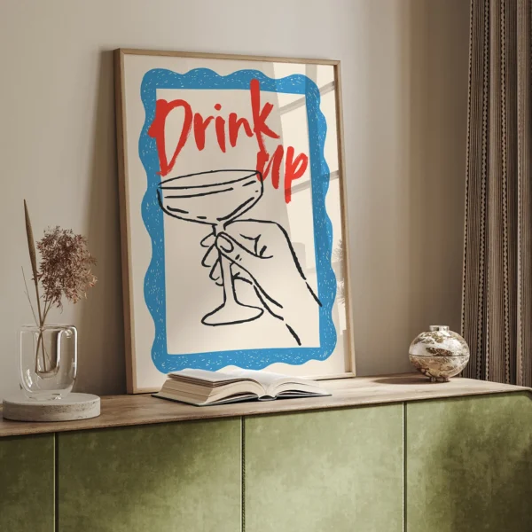 Cocktail Wall Art Print – Drink Up Bar Decor Poster