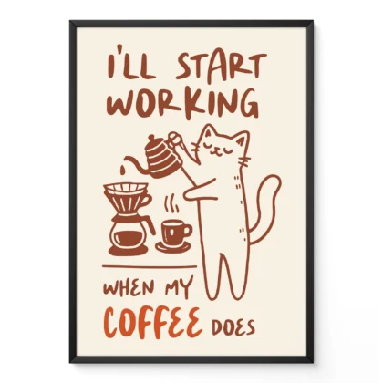 Cat Wall Art – Coffee First